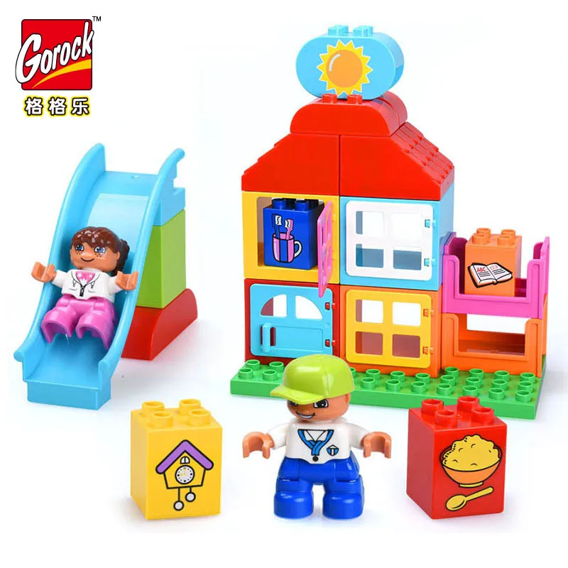 GOROCK большой duplo фигурки большие блоки парк развлечений горка строительные
