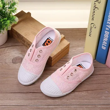 

2017 spring fashion children sneakers casual kids canvas shoes lace embroidered girls flat Princess students shoes