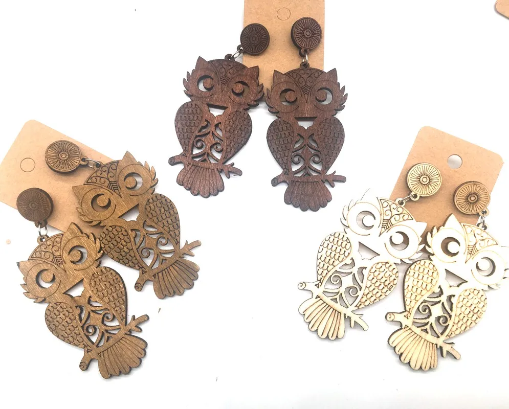 

Free shipping!!Owl Wooden Earrings can mixed 3 colors