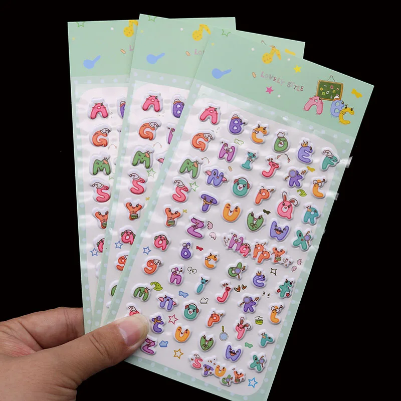 

Children Stationery Stickers Cartoon Alphabet 3D Bubble Stickers Notebook Mobile Phone Scrapbook Gift Decoration Stickers 3pcs