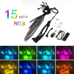 Multi Цвет Glow неоновый Беспроводной дистанционного мотоцикл RGB 5050 светодиодный SMD мигающий свет 12 полос Водонепроницаемый 15 Цвет