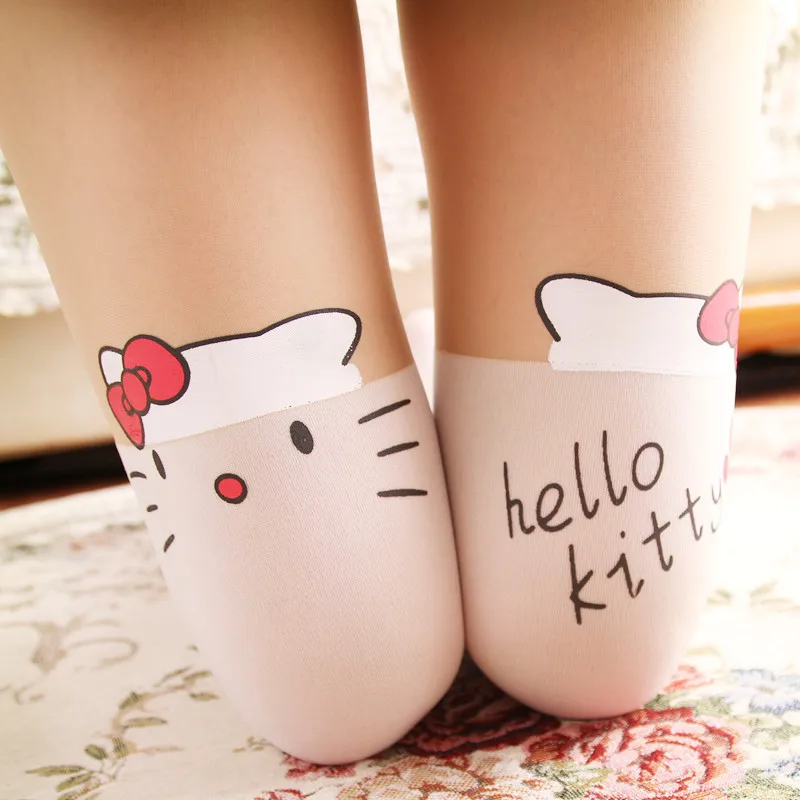 

Fashion Japanese high waisted plus size pantyhose rhinestone tights Hello Kitty panty hose lingerie White Tights