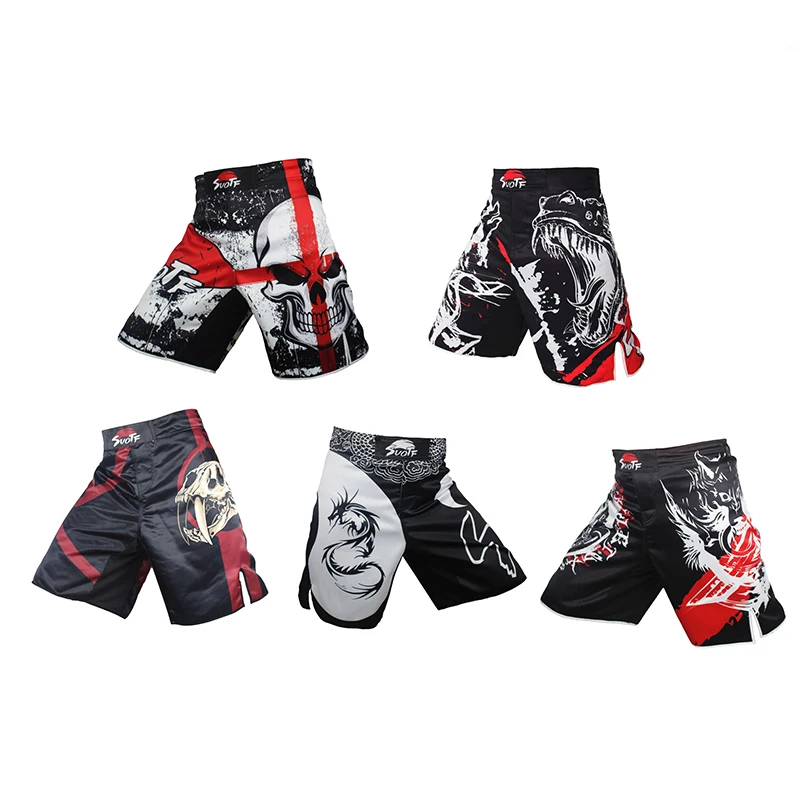 

2019 New Hot Sale Muay Thai Shorts Boxing MMA Fighting Kickboxing Pants Tiger Boxing Trunks SUOTF Technical MMA Sports Short