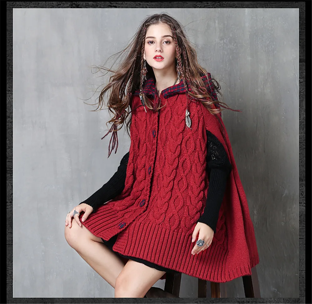 Vintage  Cotton Wool Sweater Coat Women Warm Vests Single Breasted Hooded Wrap Cloth Button Casaco Feminino 2017 Colete Feminino (15)