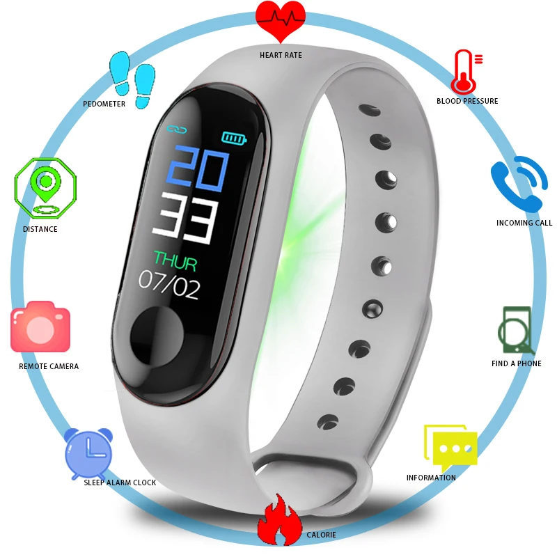 

M3 Fitness Smart Watch Men Women Pedometer Heart Rate Monitor Running Sport Watch For Android IOS 2019 NEW