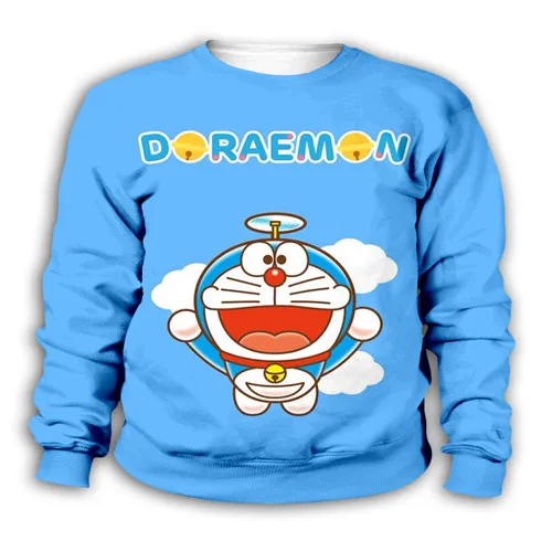 Kawaii Doraemon/Детские толстовки с капюшоном и объемным принтом; толстовка для маленьких мальчиков и девочек с героями мультфильмов Nobita Nobi; комплект уличной одежды; пуловер