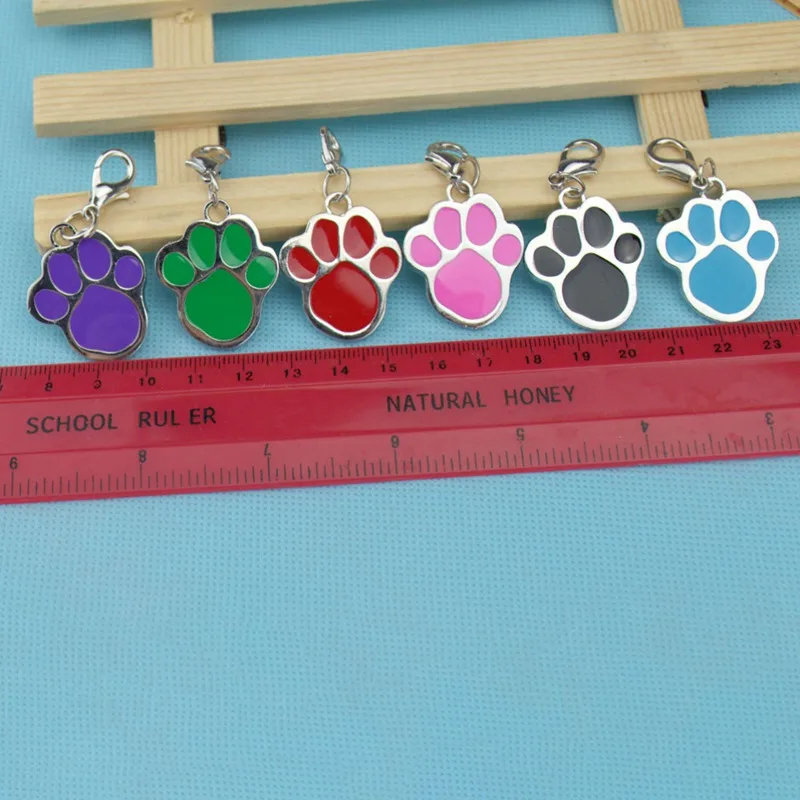 Pet Dog Collar Hanging Ornament Engraved Information Tag for Name Preventing Losing Design with Lovely Bone footprint Shape