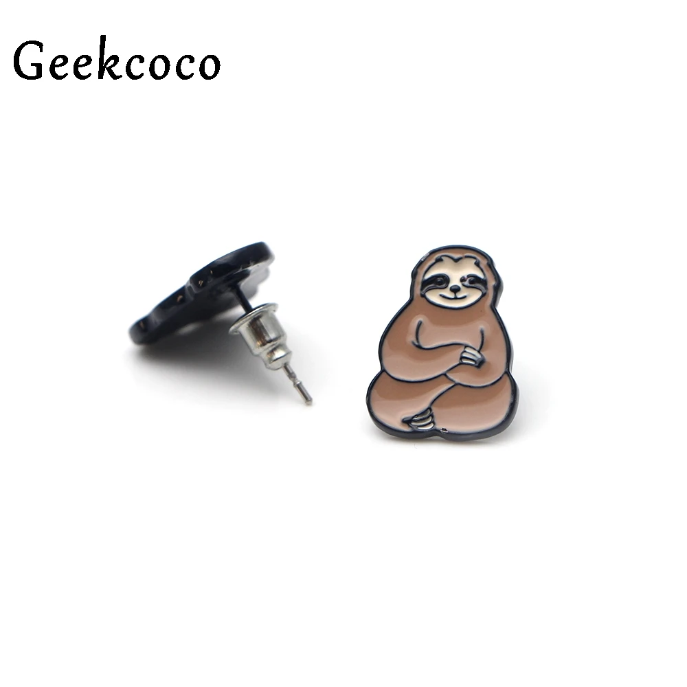 Женские милые серьги гвоздики Lazy Sleepy loty Creatives minimalism с героями мультфильмов