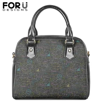

FORUDESIGNS PU Leather Woman Clutch Shoulder Bag Math Lessons Print Female Tote Messenger Bag Luxury Cross body Top-Handle Bags
