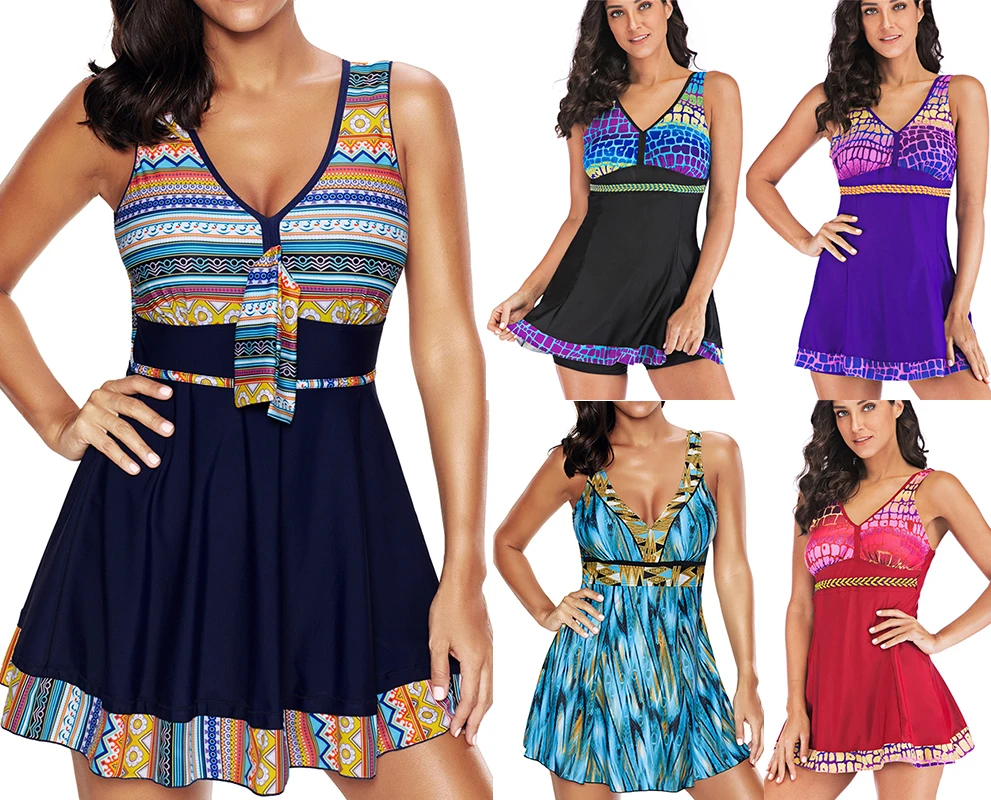 Sexy Women One piece Dress Swimsuit Padded Bathing suit Monokini Halter