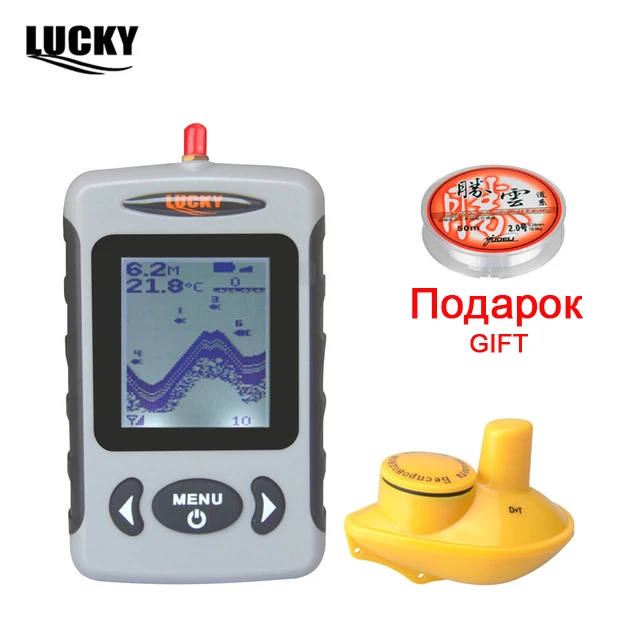 

Russian Menu Wireless Sonar Portable Fish Finder Sensor Echo Sounder Detector Alarm River Lake Sea Bed Live 131ft/40M FFW718