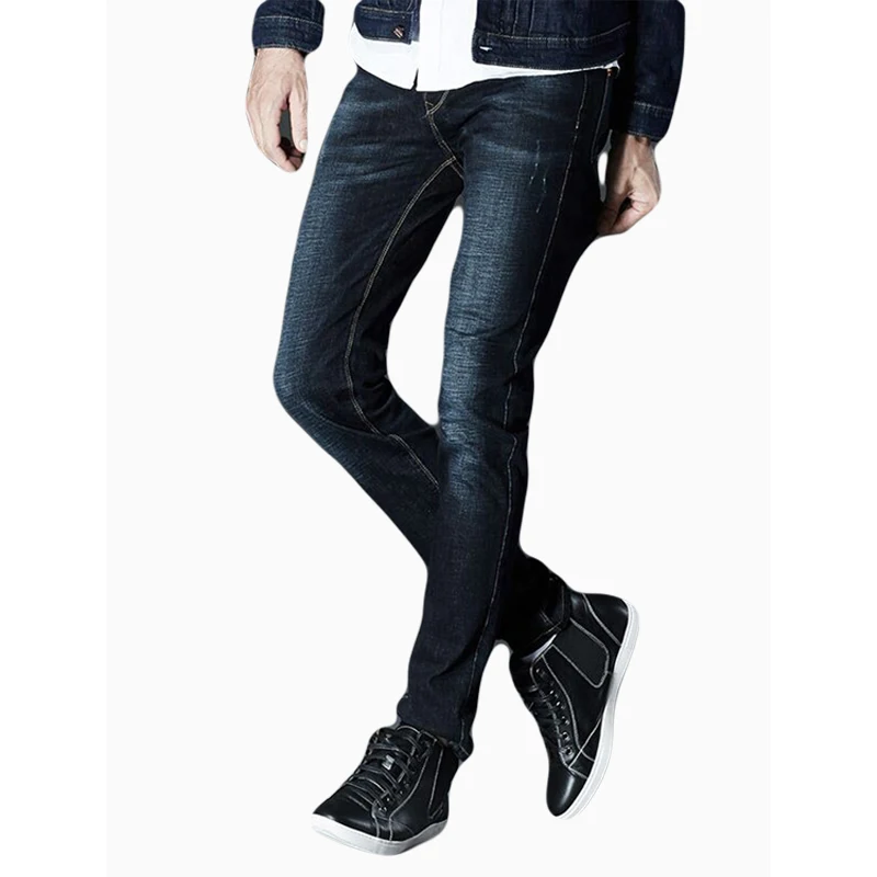 

Spring men 's denim trousers men' s jeans Slim straight style elastic denim black size 42