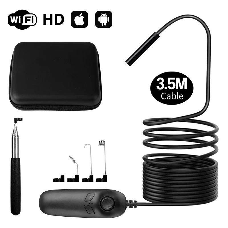 

Y12 3.5m Semi-rigid cable wifi camera endoscope android inspection camera endoscope 2.0mp waterproof borescope black gift box