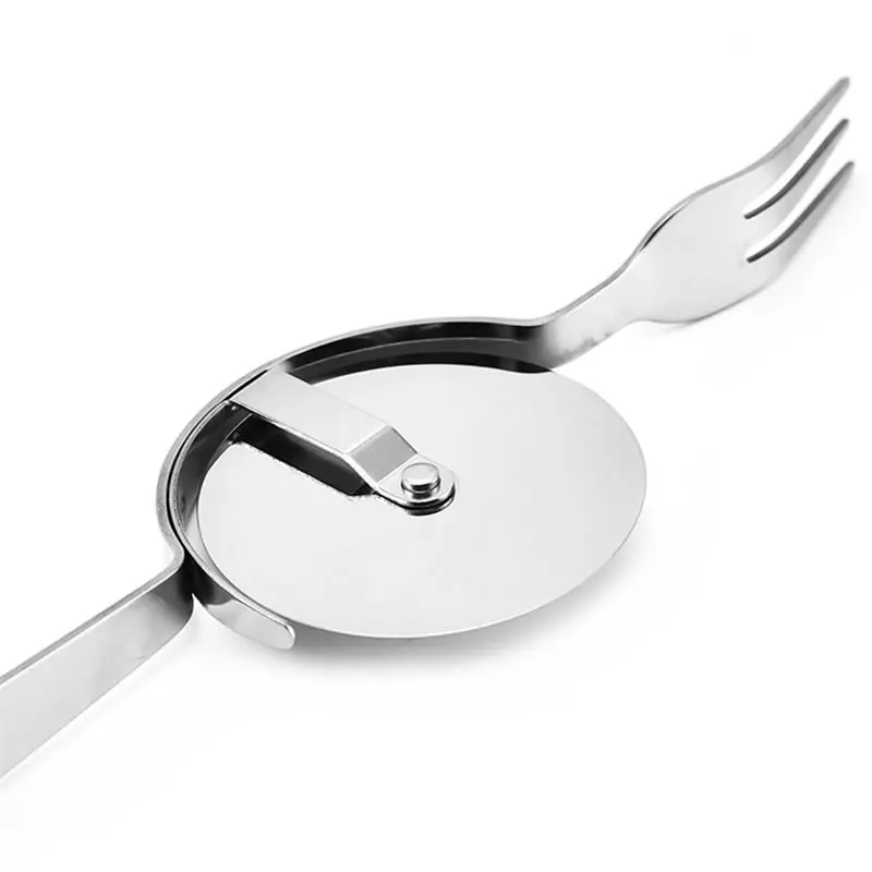 2in1 Pizza Cutter Pizza Wheel and Fork Cake Server Shovel Slicer Spatula Kitchen Oven Scraper DIY Tool Baking Pastry Supplies