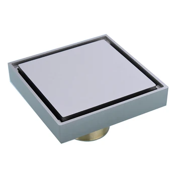 

Brass square Floor Drain with Tile Insert Removable Cover Brushed Nickle