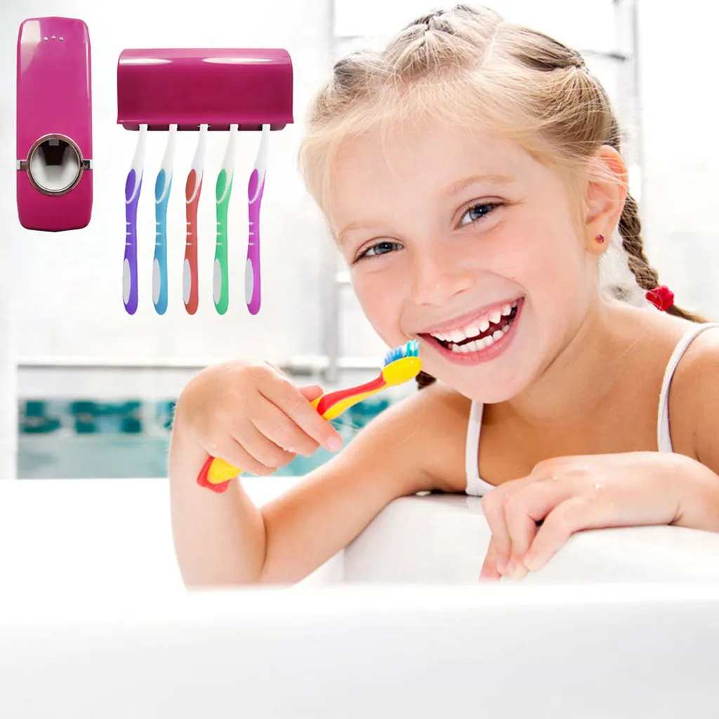 

kids Toothbrush Holder Set cover Automatic Toothpaste Dispenser Wall Stand tooth brush holder toothpaste dispenser squeezer