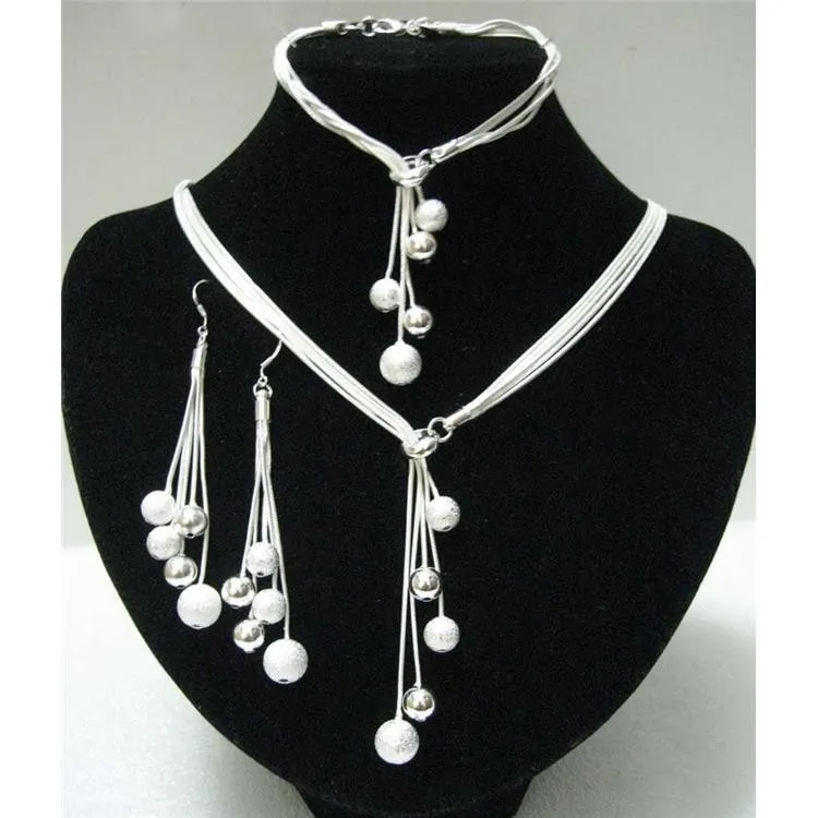 Большая распродажа, женский браслет je925 из серебра, полированный браслет, y-образное ожерелье, серьги, посеребренные бусины, африканские ювелирные изделия - Окраска металла: Имитация родиевого покрытия