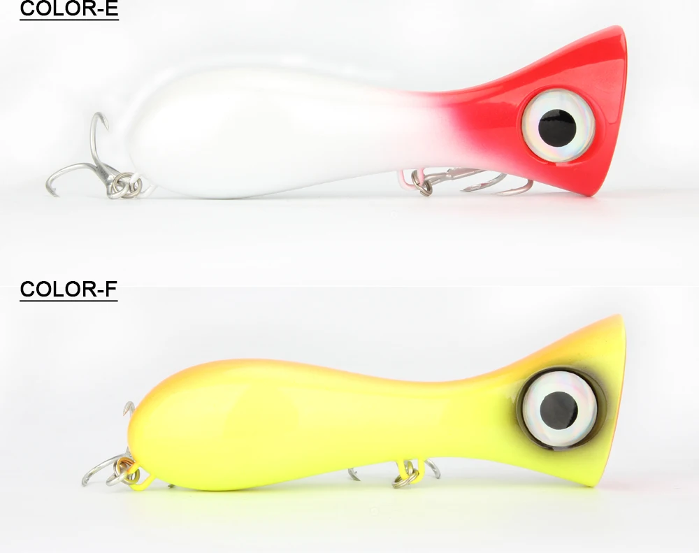 New Big Mouth Popper Fishing Lures 9.7cm 31.6g Artificial Surface Floating Hard Bait 3D Eyes Wobblers Bass Pike Fishing Tackle  (5)