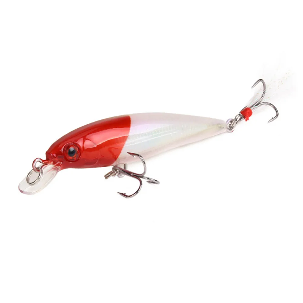 1PCS Minnow Fishing Lure 9cm 7g isca Artificial Hard Crankbait Wobbler Baits with Feather Artificial Pike Carp Fishing Tools