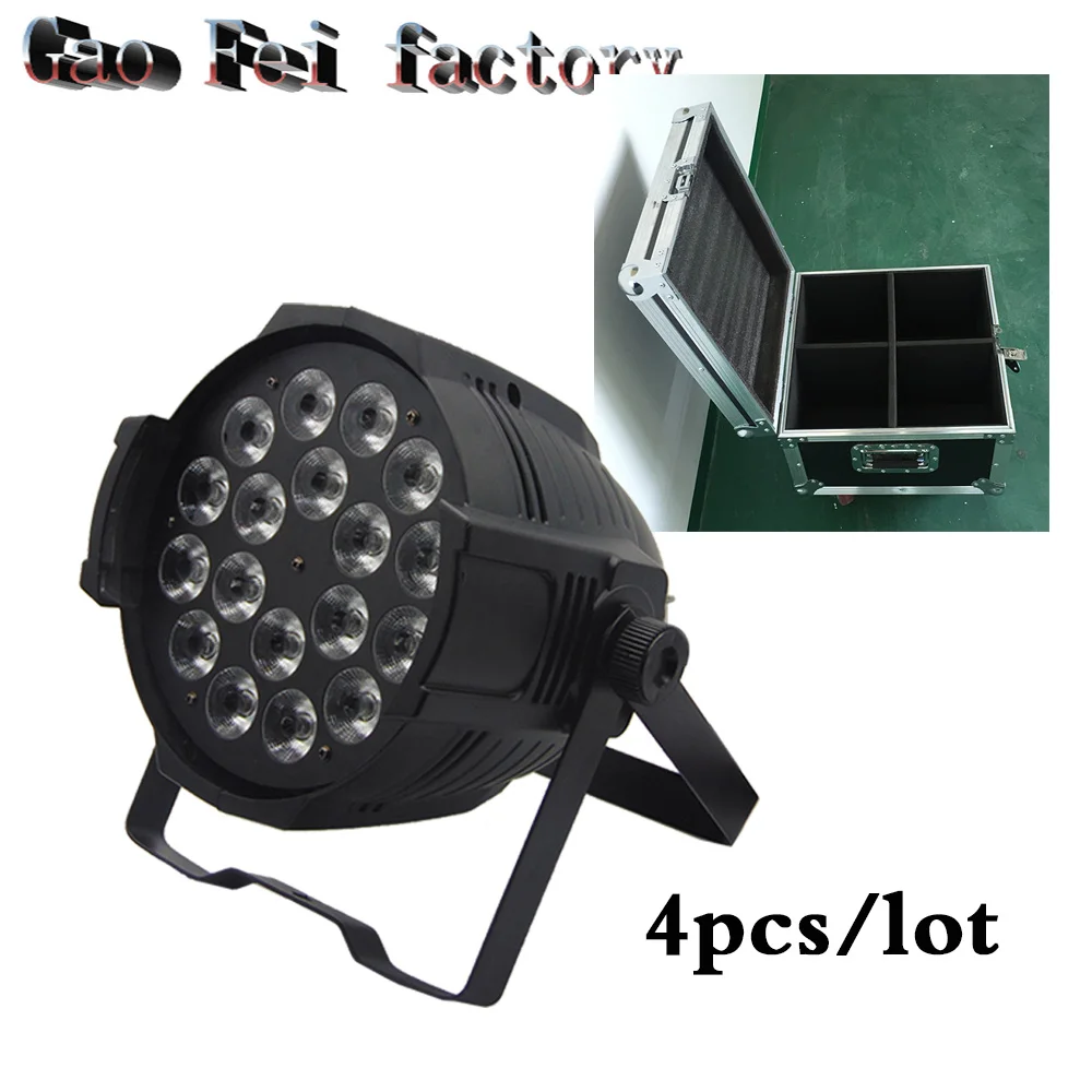 

flight case 4pcs/lot DMX 4In1 led par lights strobe 18X12w awesome effect for wedding dj