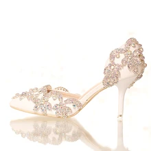 White crystal , Rhinestone , bride’s , high heels, fine pats, wedding shoes, side empty pointed , sandals, wedding , summer