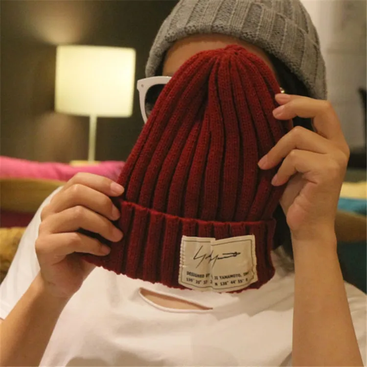 2018 Patch Wool Hat Autumn And Winter Warm Knit Student Hat Tide Men And Women Cold Cap Pullover Cap Pointed Hat ACI89 (2)