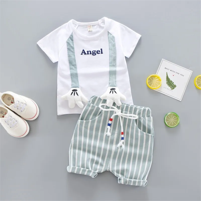 طفل الفتيان ملابس الأطفال ملابس الكرتون الملابس الصيفية أعلى + بانت 2 قطع لطيف الاطفال عارضة الفتيان الرياضة تناسب الزي 1-2-3-4Y