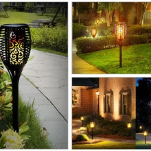 Солнечная энергия факел Свет Патио вставить наземный газон пламени лампы Открытый Пейзаж факел-украшение осветительный прибор