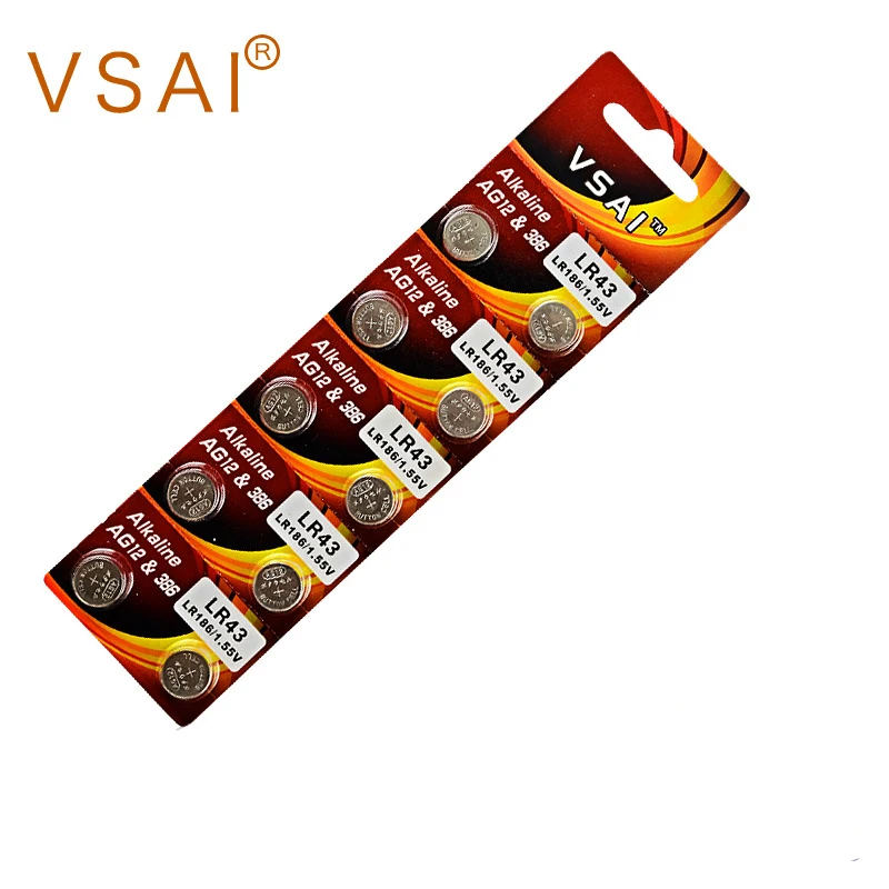 

10pcs/pack AG12 Button Cell Battery LR43 386 1.5V Alkaline Coin Batteries For Watch