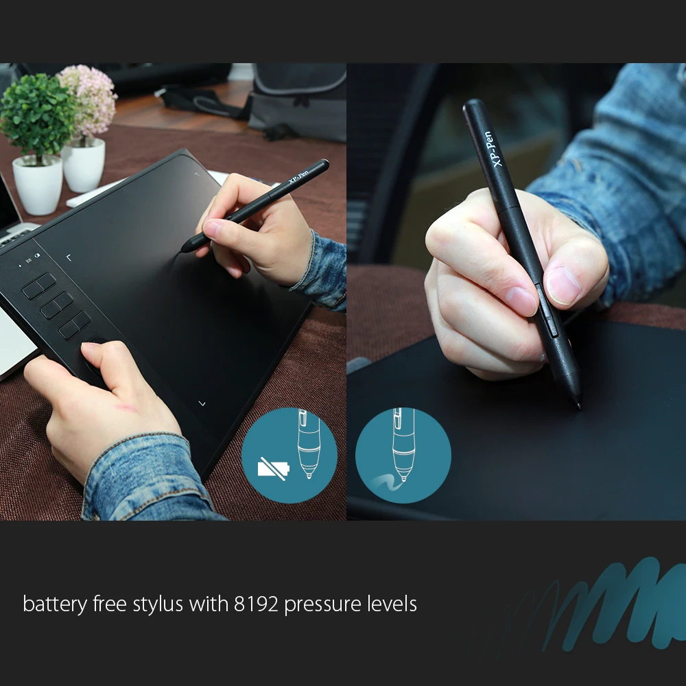 XP-pluma estrella 06 gráficos del dibujo de la tableta con 8192 niveles de presión sensibilidad tanto con cable y modo inalámbrico diseño con de clave - 4