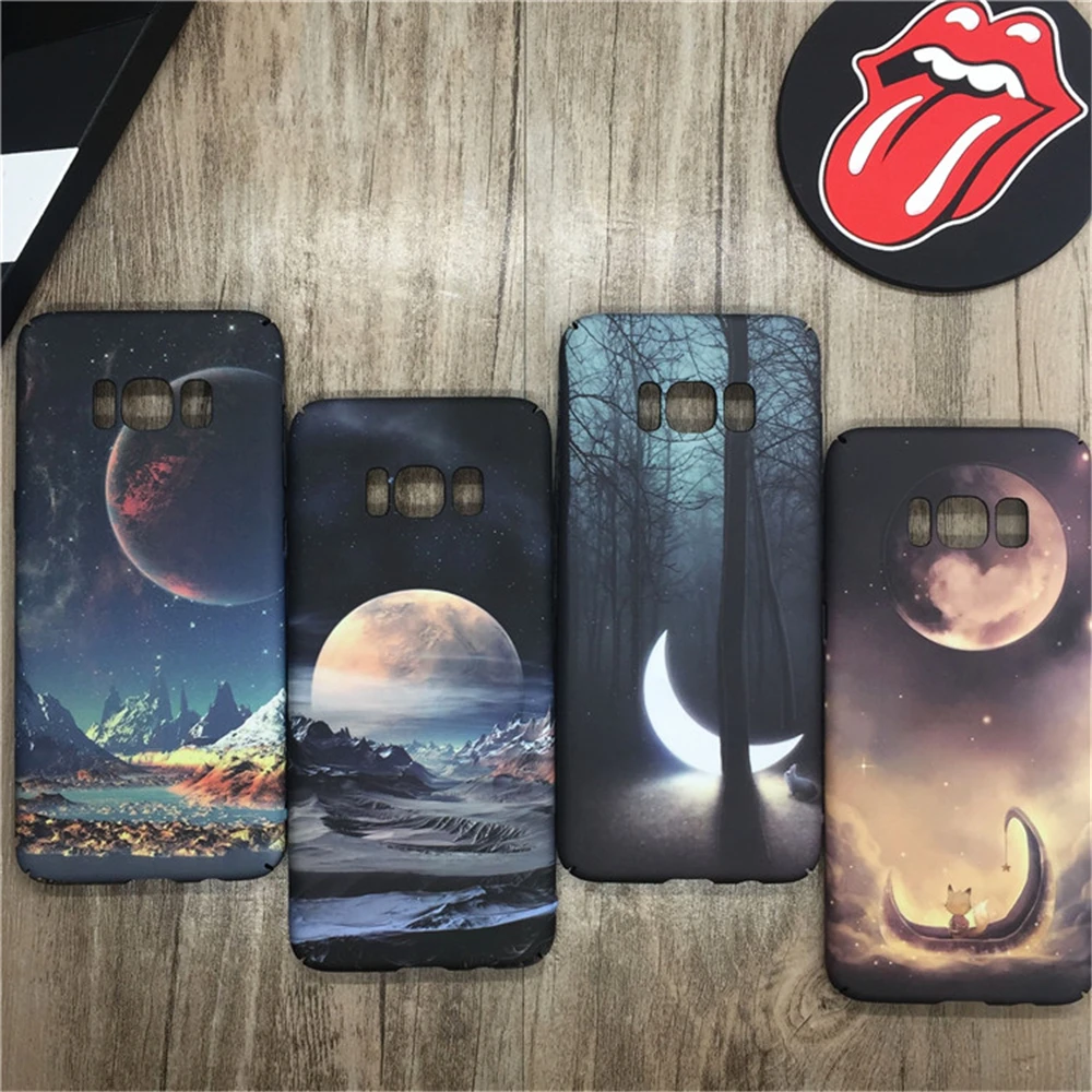Art Space Planet Moon Stars Cases For Samsung Galaxy S7 Case Luminous Matte PC S7+ S7Edg Hard Cover Couqe |