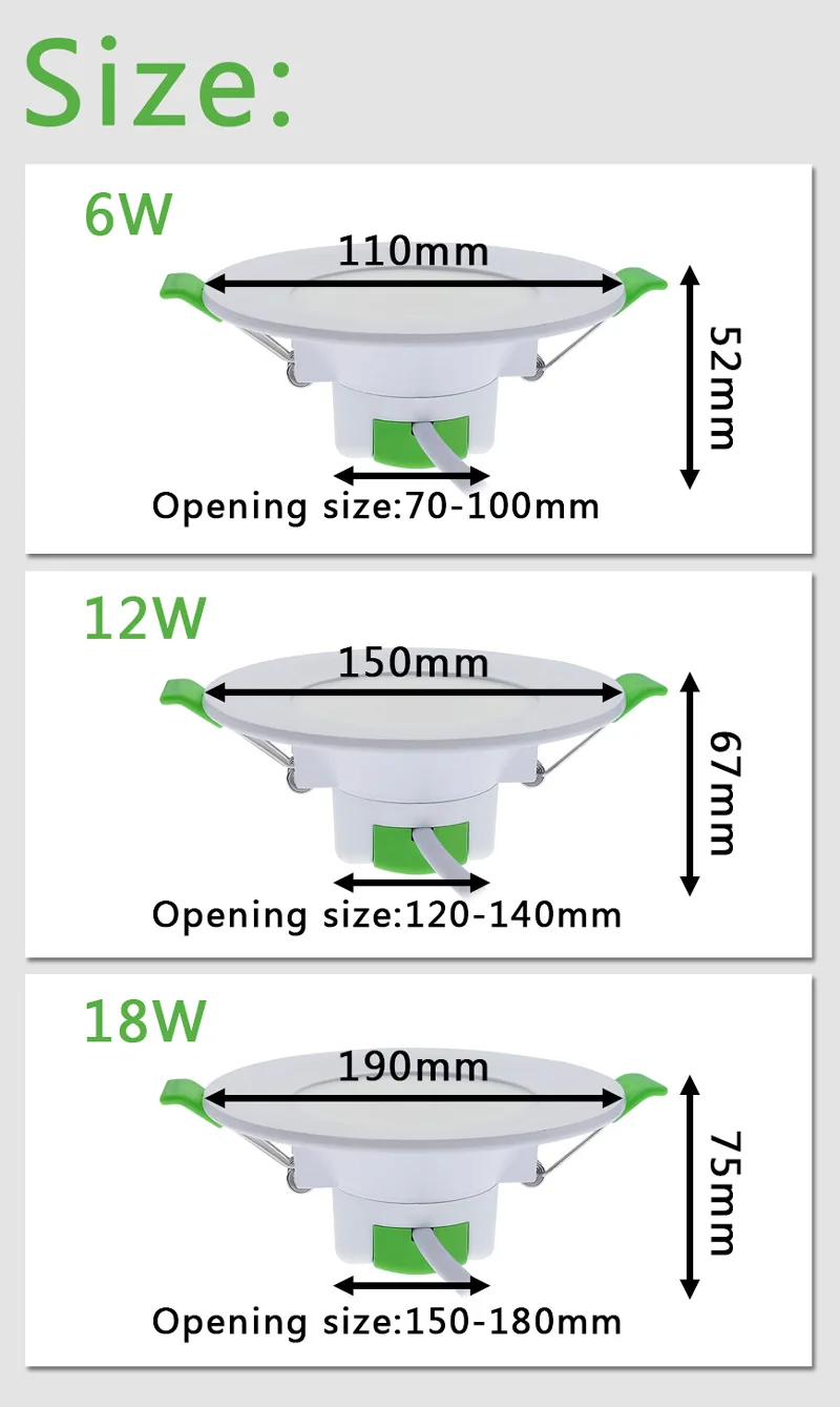 Светодиодный светильник 6 Вт 12 Вт 18 Вт круглый встраиваемый светильник 85-260 В светодиодный светильник для спальни, кухни, внутреннего освещения Светодиодный точечный светильник ing