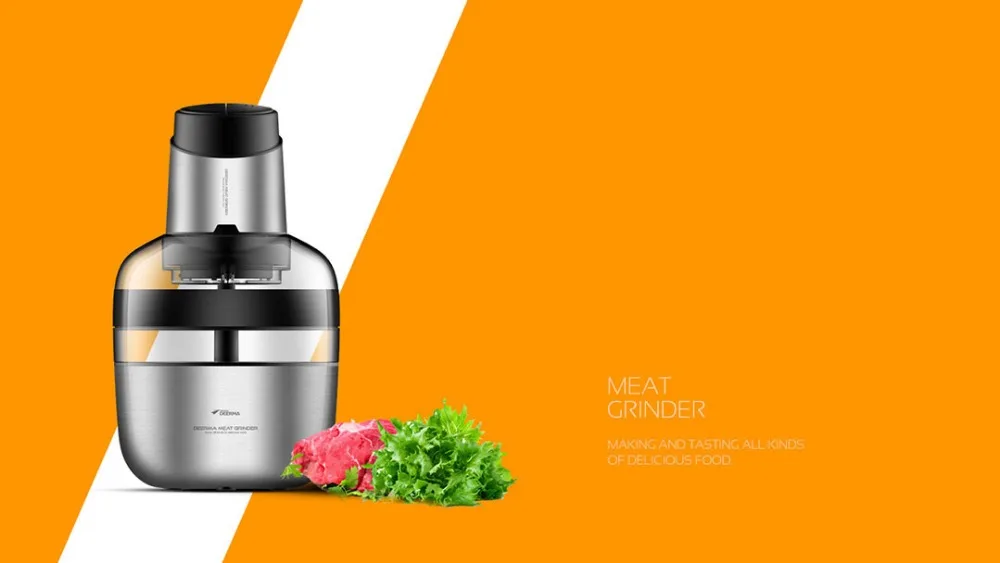 Original Xiaomi Deerma Stainless Steel Electric Meat Grinder Vegetable Fruit 1.8L Triple Shockproof