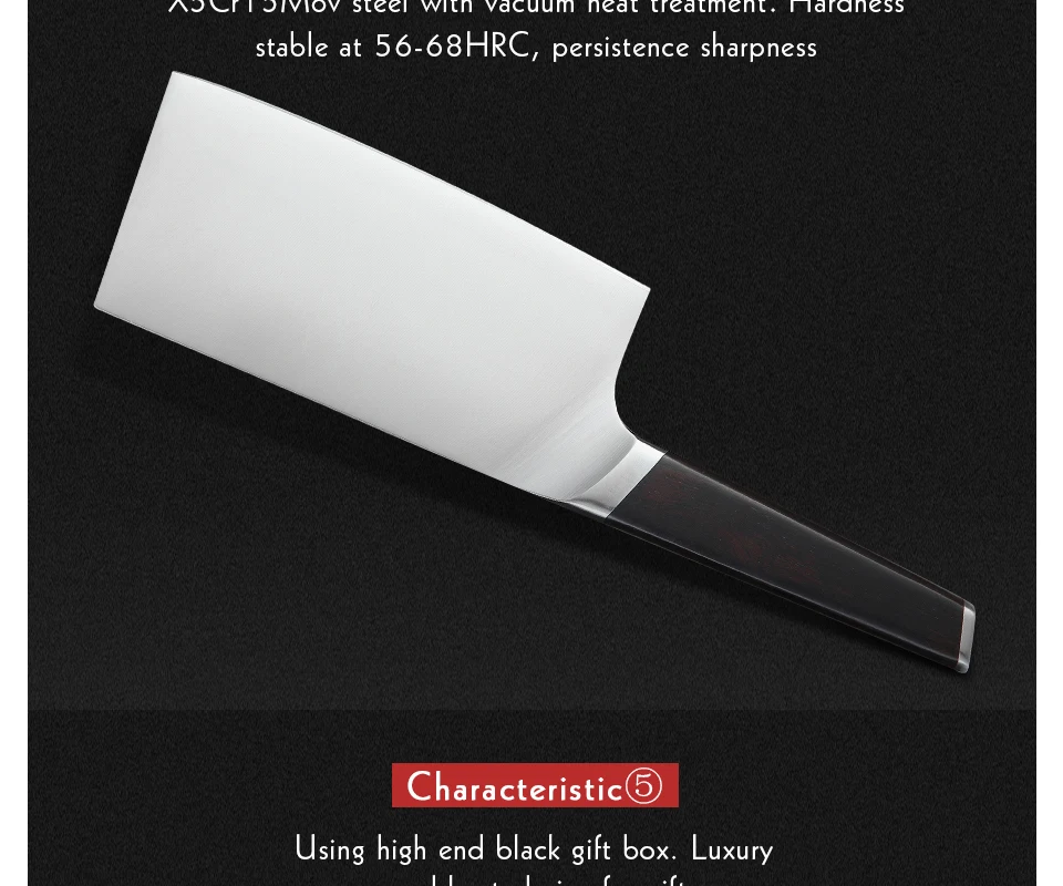 XINZUO 6,5 ''нож мясника X5Cr15Mov нержавеющая сталь китайский кухонный ножи с текстурой Резак Chopper рукоятка ножа из черного дерева