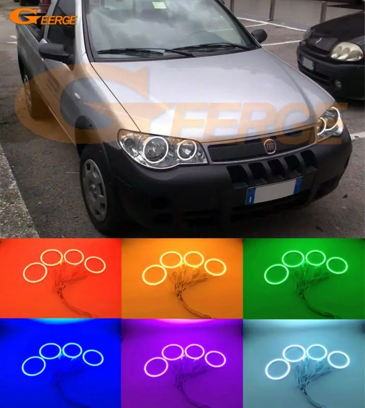 For Fiat Strada III 2006 2007 2008 2009 2010 Excellent Multi-Color Ultra bright RGB led Angel Eyes kit Halo Rings for hyundai azera 2006 2007 2008 2009 2010 excellent angel eyes multi color ultra bright rgb led angel eyes kit halo rings