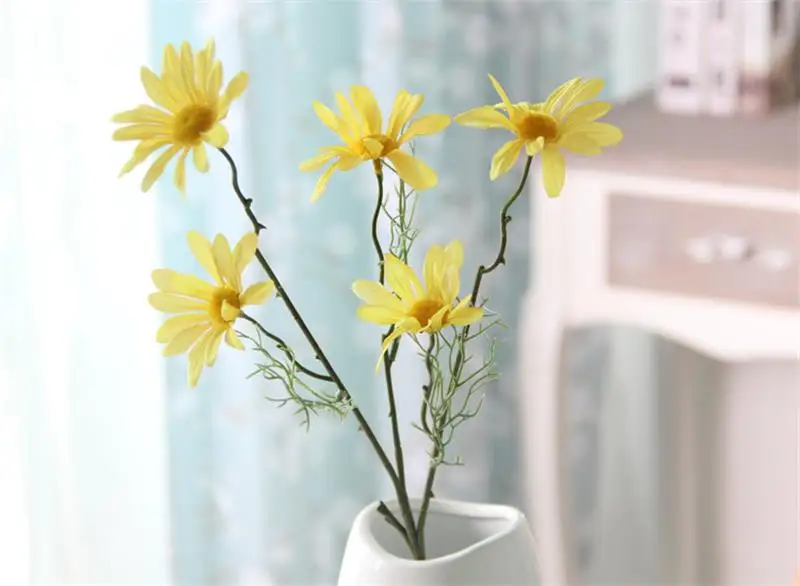 Flone Artificial Small Daisy Fake Plant Silk Flower Bouquet Wedding Home Party Flower Arrangement Decoration Supplies (12)