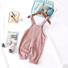 Весна малышей Повседневное комбинезон для новорожденных и маленьких мальчиков с карманами для малышей Брюки-комбинезон на подтяжках для маленьких девочек, детские свободные штаны