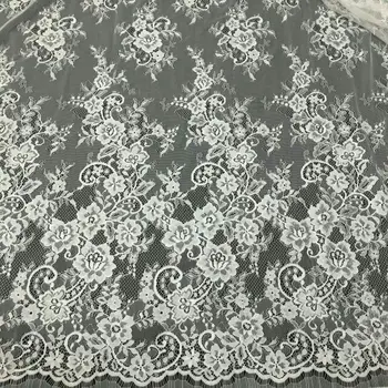 

3Yards African Embroidered fabric lace fabric Width 150CM nigerian french lace fabric for wedding dresses ivory bridal lace trim