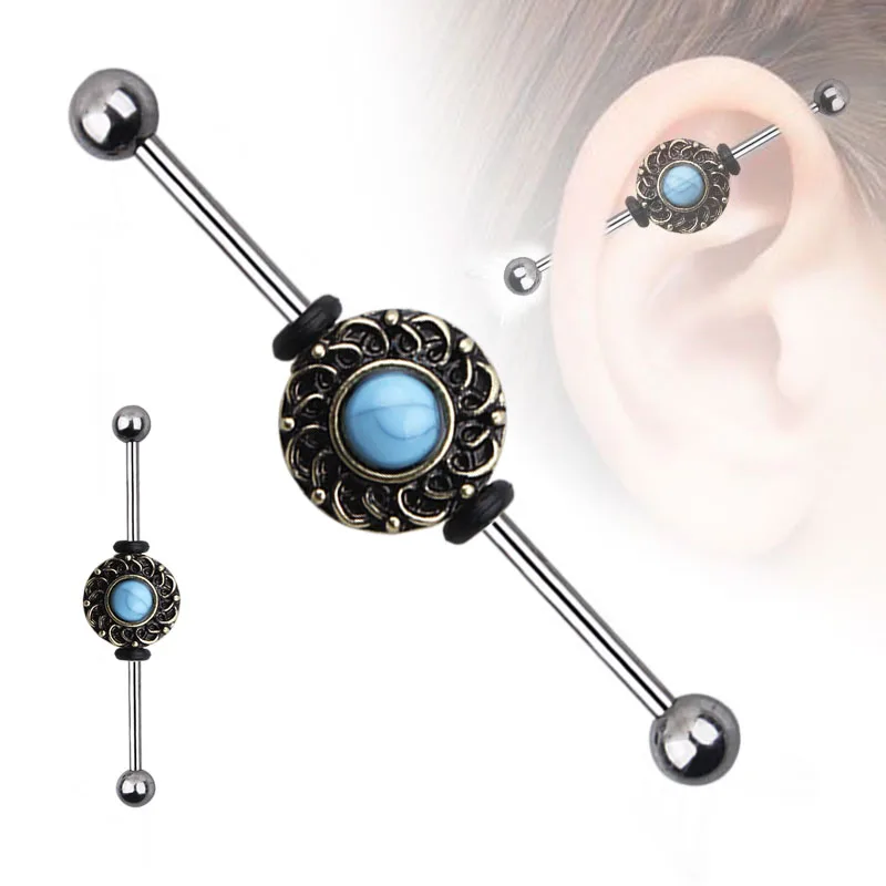 1PC Staal Industriële Barbells Etnische Oor Kraakbeen Piercings Bar