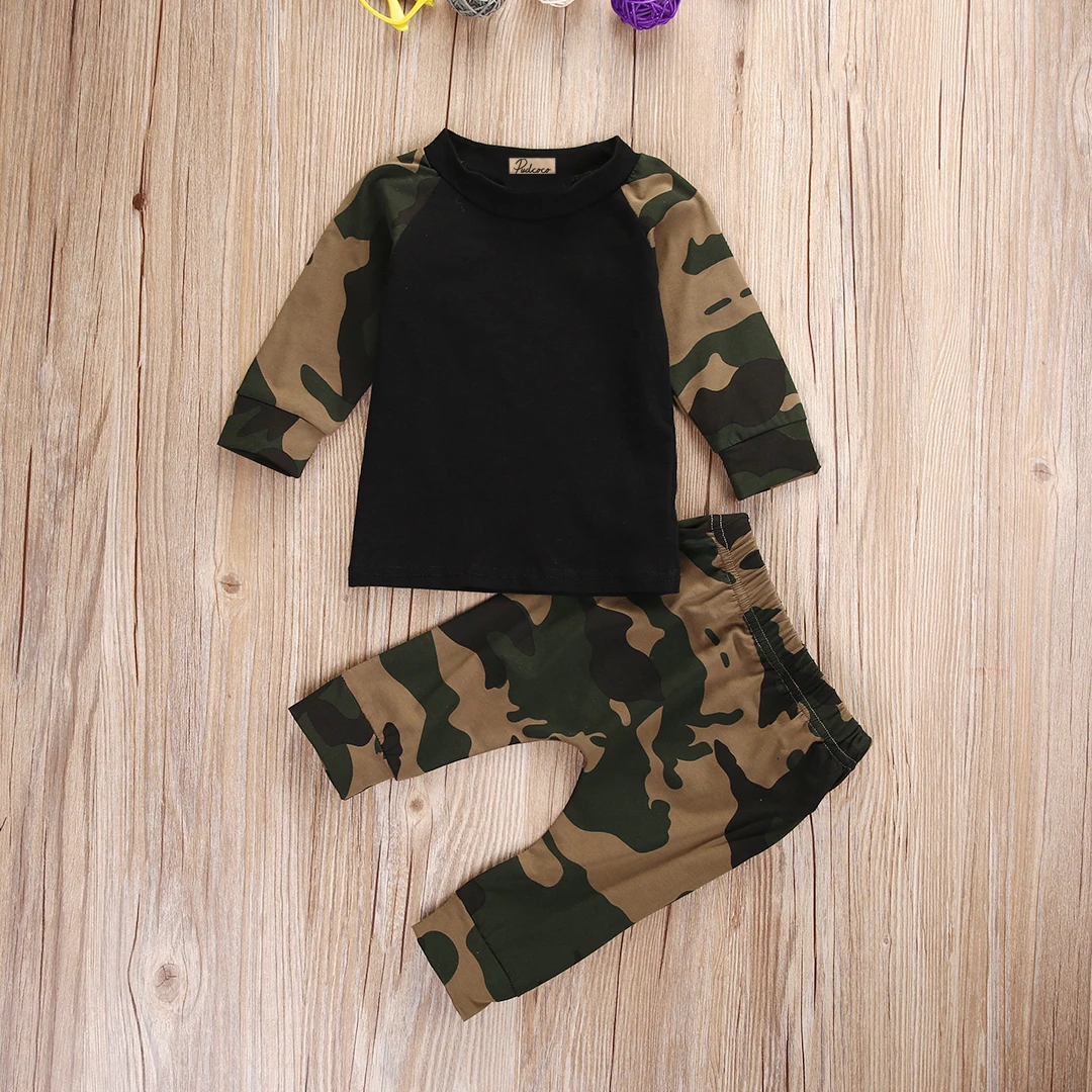 0 2Y Camouflage Newborn Baby Clothes Fashion Camo Toddler Boy Sets
