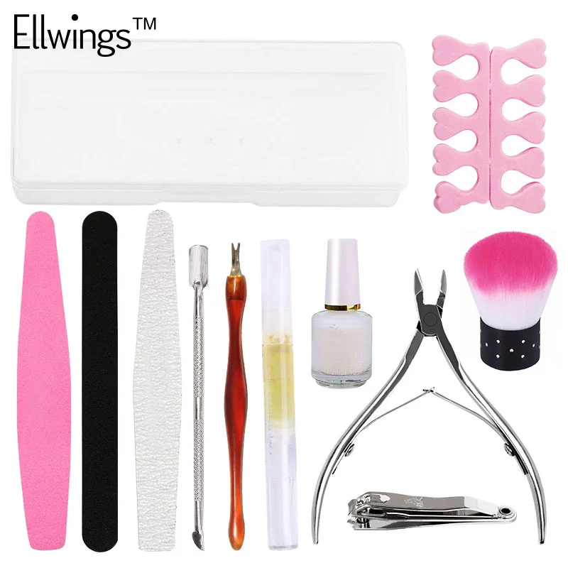 Ellwings 12 шт./лот щетка для очистки ногтей файлы буферная губка шлифование песком УФ Гель-лак для маникюра Набор инструментов для ногтей