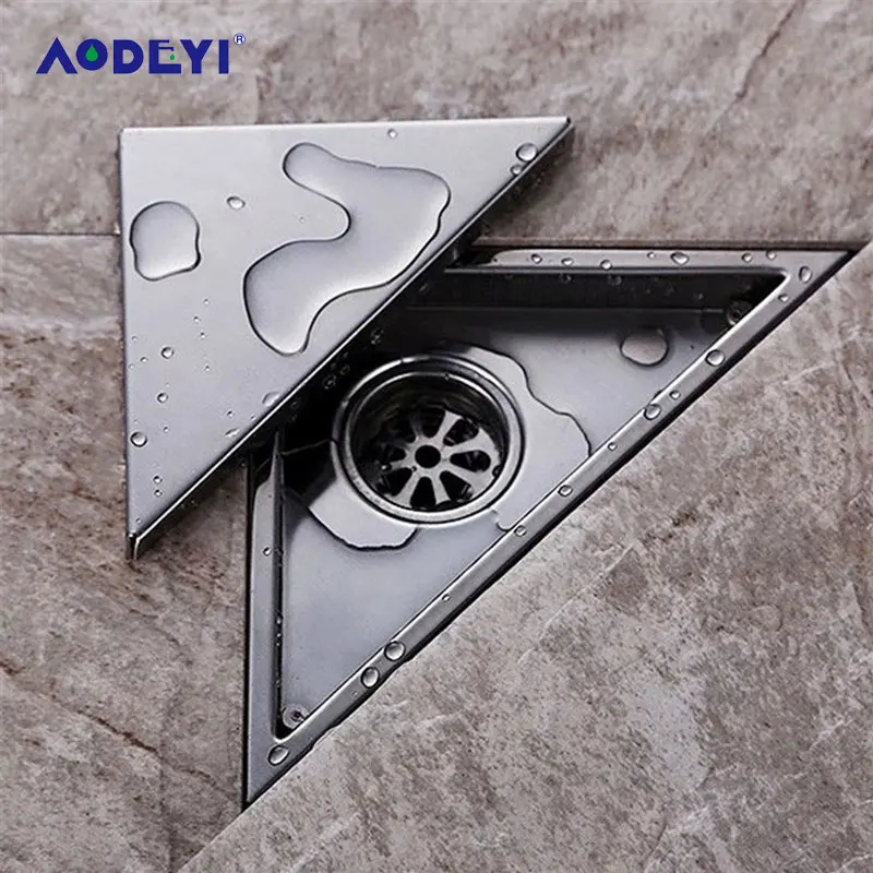 Goede AODEYI Verborgen Soort Driehoek Tegel Insert Floor Afval Roosters Douche Drain 232mm * 117mm 304 Rvs Floor Drain11 184
