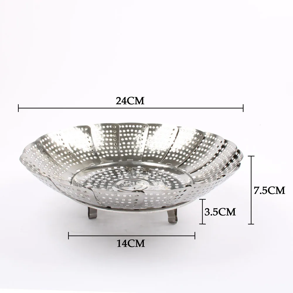 BETOHE Многофункциональный съемная Пароварка стойки капельного сушка на подносе Корзина Фруктовая стойка пластины пароход 24 см 26 см из нержавеющей стали - Цвет: 26cm