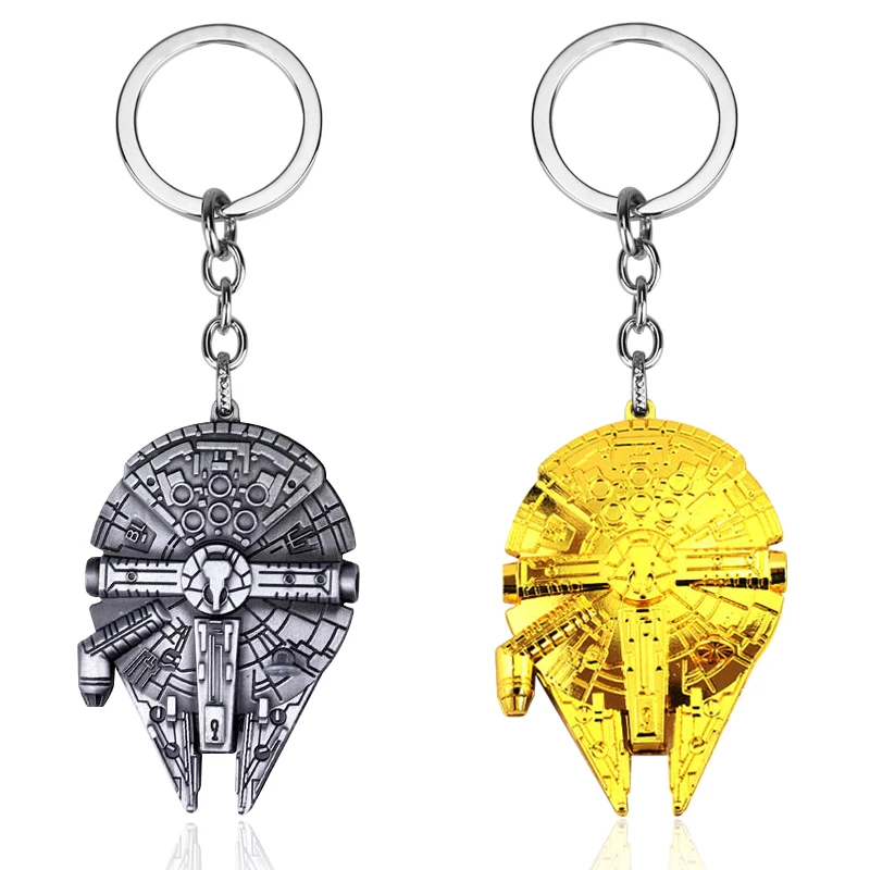 

Hot Star Wars Spaceship Model Keychain Millennium Falcon Alloy Pendant Key Chain Ring Porte Clef for Fans Man Farther Gift