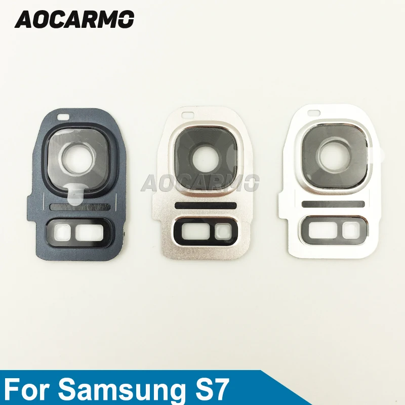 Aocarmo Back Rear Camera Glass Lens With Frame Cover Flash Replacement