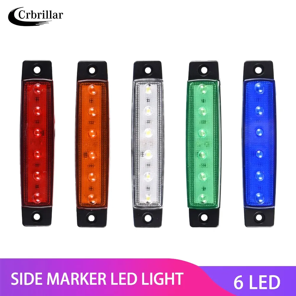 

Crbrillar 12/24V 6 LED Red White Yellow blue grern Truck side Trailer Pickup Lorry Side Marker Light Trailer Light Side Lamp