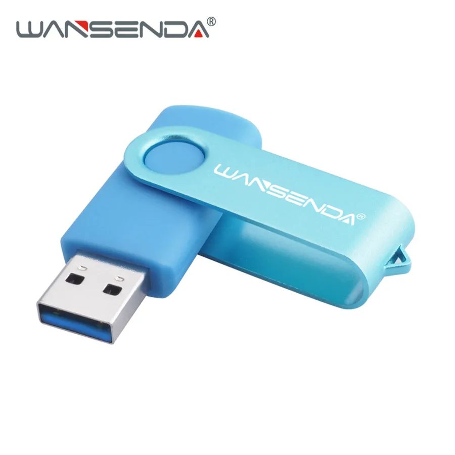 WANSENDA, вращающийся USB флеш-накопитель, 4 ГБ, 8 ГБ, 16 ГБ, 32 ГБ, 64 ГБ, 128 ГБ, 256 ГБ, высокоскоростной Usb накопитель, 3. 0, флеш-накопитель, флешка - Цвет: Синий