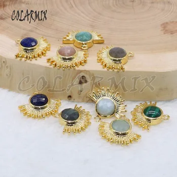 

10Pcs natural stone pendant Solar pendants multiple stone charm beads for necklace Wholesale gift costume jewelry 4634