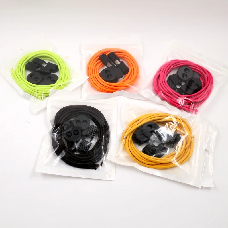 New 1 Pair New  Elastic Shoelaces Shoestrings /Jogging/Triathlon/Sports Fitness Multicolor Lace Black Buckle Locking Shoes Laces