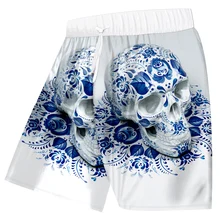 Летние повседневные шорты Homme синий череп головы пляжные шорты с рисунком Крутой 3d печати плюс размер 6XL мужские шорты для фитнеса брюки на заказ